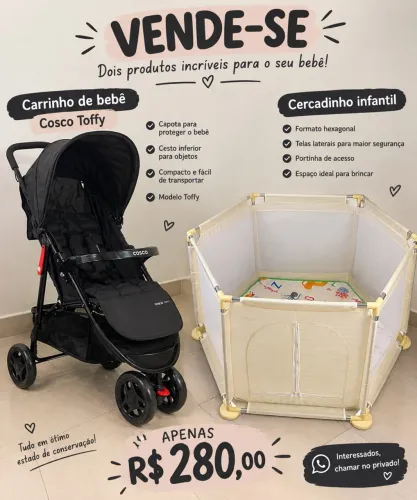 Vendo carrinho de bebê cosco + cercadinho