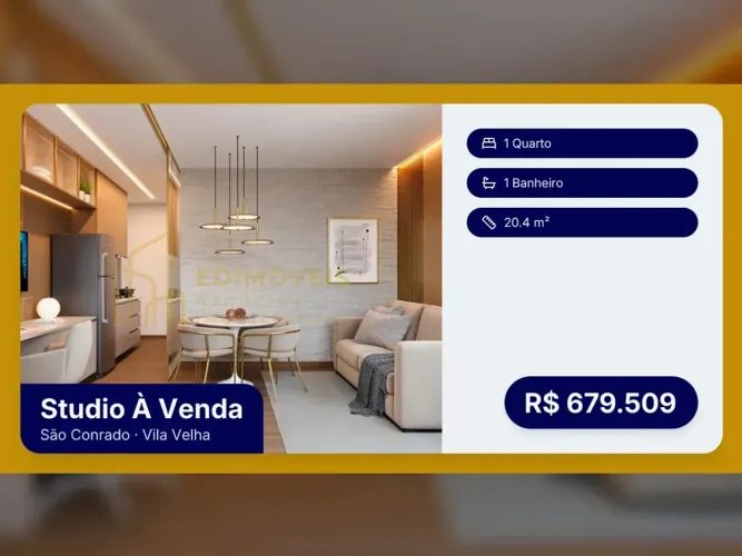 Studio moderno em São Conrado, Vila Velha, a poucos passos da Praia de Itaparica!