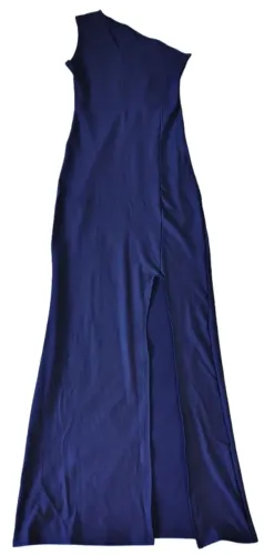 Vestido Longo Azul Marinho Com Fenda