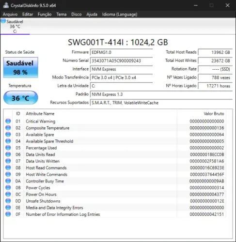 ssd nvme 1tb SSD Winmemory 1TB Interno M.2 2280 PCIe NVMe SWG001T Preto