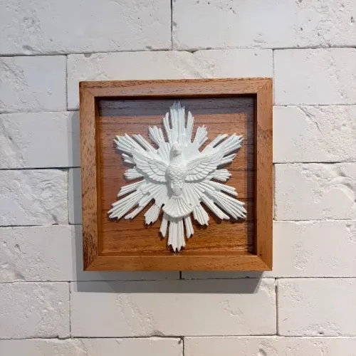 Quadro Caixa Acrílico ou Madeira Divino Espírito Santo 20cmx20cm
