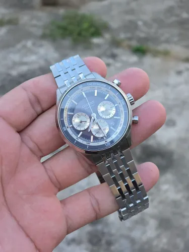 Relógio Masculino Chrono Cronógrafo Meca-Quartz Orient Solartech Elite Azul Safira