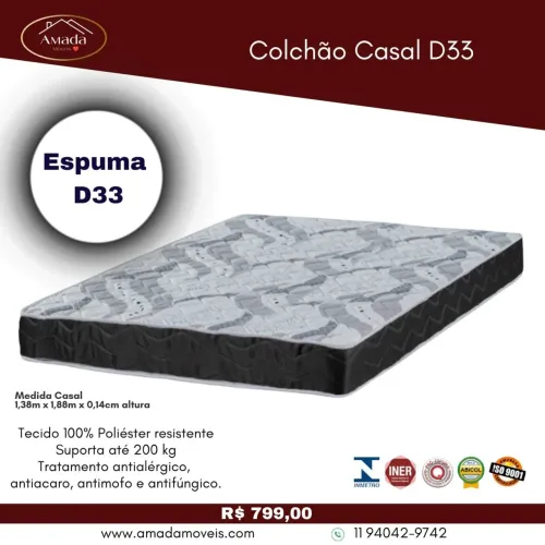 Colchão casal D33 , à pronta entrega