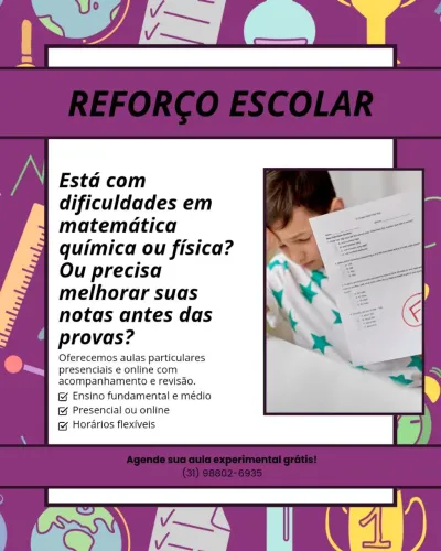 Aulas particulares de matemática, química e física