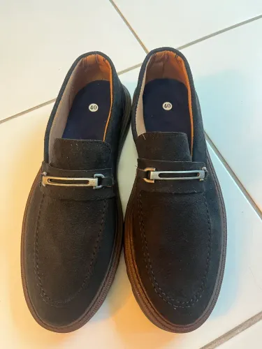 Sapato Mocassim Preto Camurça