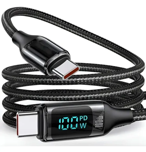 Cabo carregador TURBO 100w, com mostrador led.
