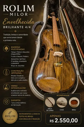 Violino 4/4 Rolim milor brilhante 