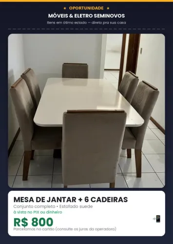 Queima!!! Mesa Jantar 6 Lugares