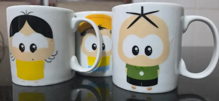 Kit 3 Canecas personagem Cebolinha / Cascão / Magali
