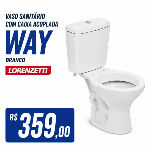 Vaso sanitário c/ caixa acoplada way branco lorenzetti