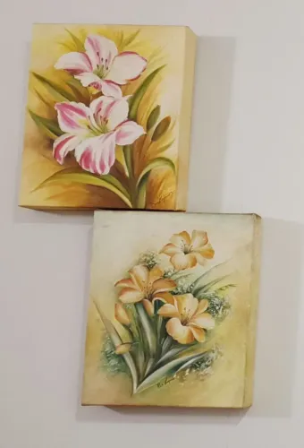 Kit com 2 quadros pintura em tela