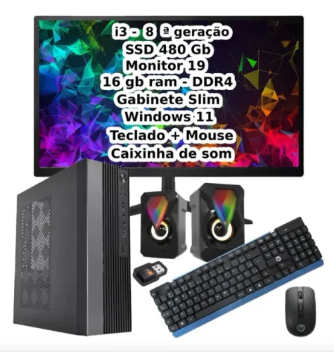 Cpu Mini Pc Intel Core I3 8a Ssd480 16gb Monitor 19 Polegada