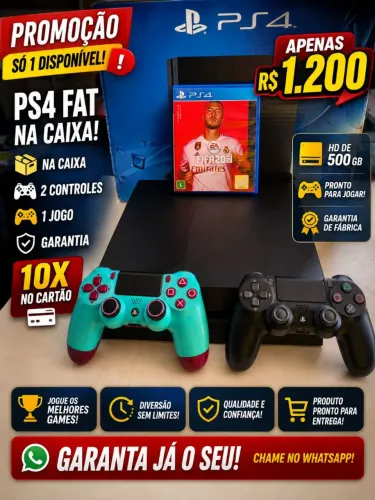 Ps4 fhat na caixa promocao,10.x no cartao,entrego
