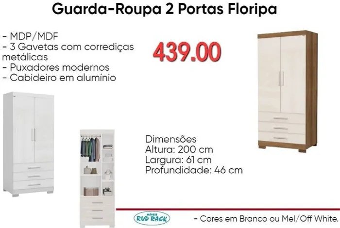 Quarda-Roupa 2 portas Floripa!!!Entrega Rápida 