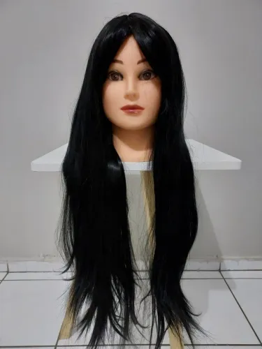 Peruca preta de franja