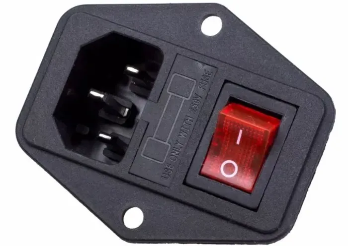 Tomada Aba Par Ac Painel 10a Iec320 C14 Macho C/ P Fusível  Arduino Automação COD-CP266   