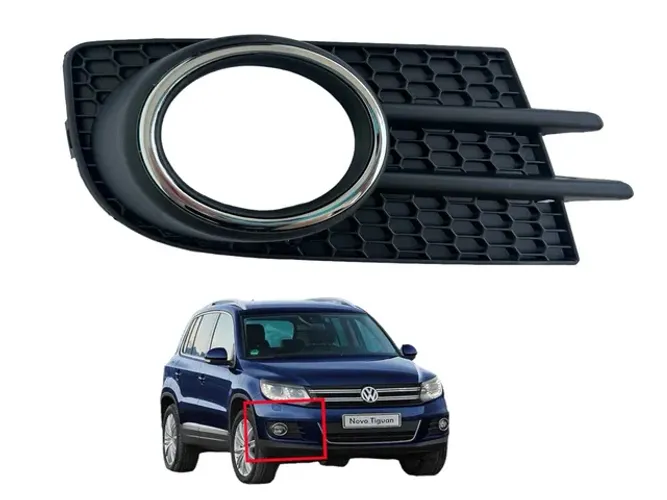 Grade Cromada Direita Farol de Milha Volkswagen Tiguan 2013 a 2017