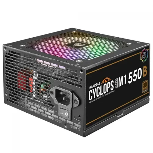 Fonte ATX 550W PFC Ativo 80 Plus Bronze Gamdias Cyclops M1-550B Led RGB - WZetta