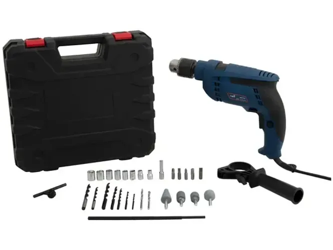 Furadeira de Impacto Nell 650W Velocidade Variável - e Reversível 1/2? com Maleta + 27 Peç