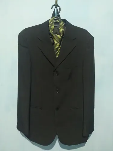 Blazer Terno Paletó Premium Liso Tam 46 Preto - Cia do Terno - Muito Novo - Com Gravata