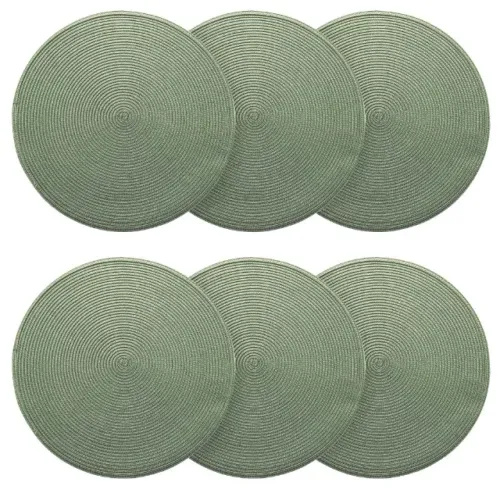 Kit 6 Peças Jogo Americano Redondo 38cm Sousplat Conjunto Verde Mesa Posta