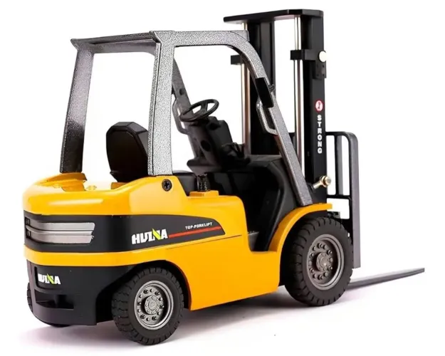 Miniatura 1:18 empilhadeira hiena toda de metal direção vira rara nessa escala nova