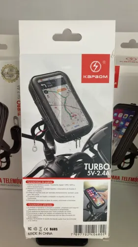 SUPORTE DE CELULAR COM CARREGADOR TURBO IMPERMEÁVEL