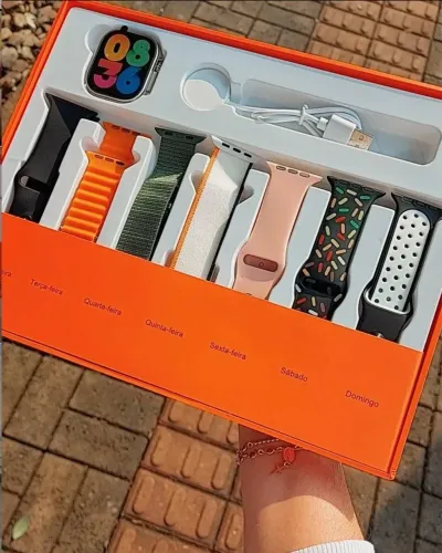 Smartwatch com 7 pulseiras e carregador por indução