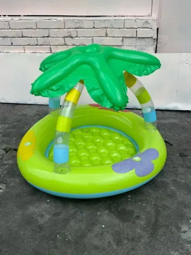 Piscina inflável com cobertura importada.