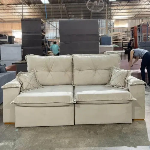 Sofá Babilonia 4 Lugares Retrátil e Reclinável 230cm Tecido Veludo- Produto Novo