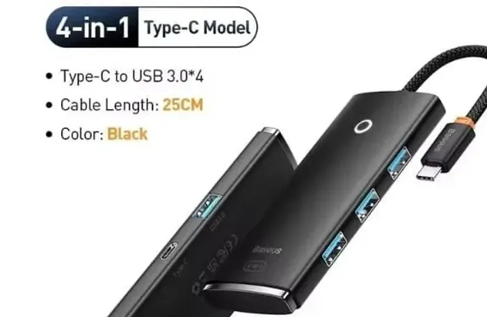 Baseus hub Dock station 4x1 tipo C USB 3.0 divisor 4 portas