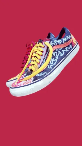 ACEITO PROPOSTA :) TÊNIS VANS ORIGINAL CUSTOMIZADO Power flame contrast 