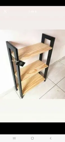 Estante de Parede 3 Prateleiras Preto e Madeira