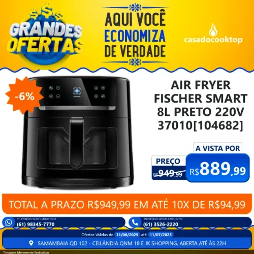 AIR FRYER FISCHER SMART 8L PRETO 220V 37010[104682]