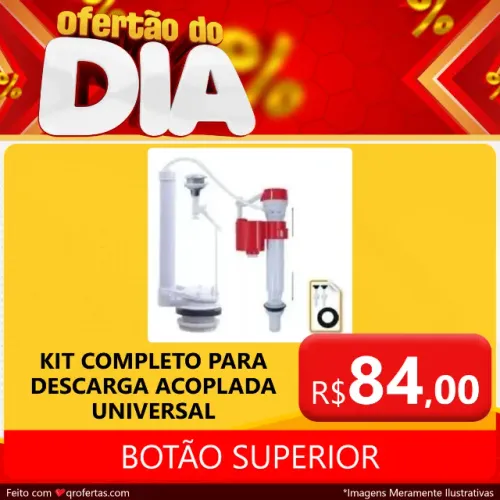KIT REPARO COMPLETO PARA DESCARGA ACOPLADA - BOTÃO SUPERIOR 