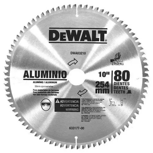 Disco Lâmina de Serra Esquadria para Alumínio 10 Polegadas 254mm x 30mm x 80 Dentes DeWalt