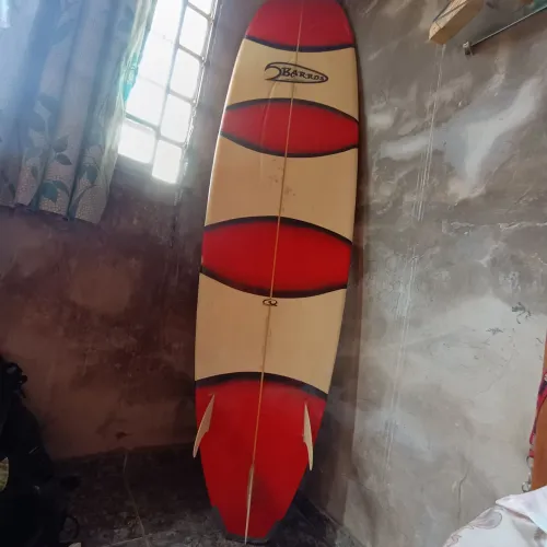 Prancha Funboard 7'8" - Vermelha e Bege, Semi-Nova, Com Capa - São Gonçalo/RJ<br>