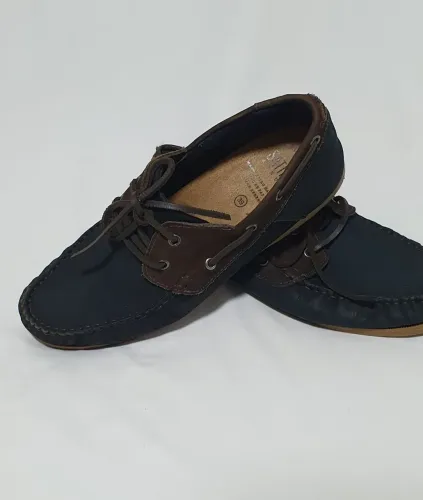 Sapato Mocassim Casual Masculino Azul e Marrom