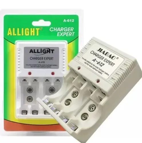 Carregador Pilhas AA AAA 9V Allight A-612     