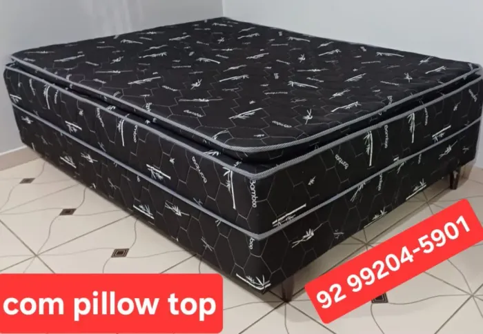 CAMA DE CASAL PRETA 10CM DE ESPUMA FOFINHA 