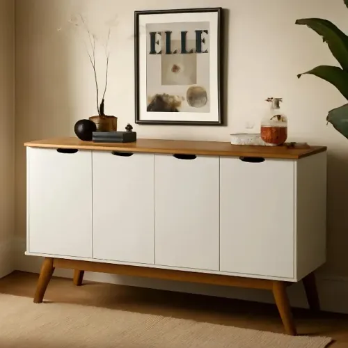 Buffet 04 Portas Pés Retrô Madeira Maciça 1.60M. Produto Novo Direto de Fábrica P/Sua Casa