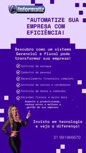 INFORMATIZ Software Gerencial e Fiscal, proporcionando controle amplo da empresa.