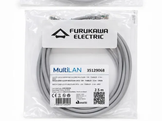 15 und de Patch Cord Cat6 Furukawa Multilan 2.5m cinza