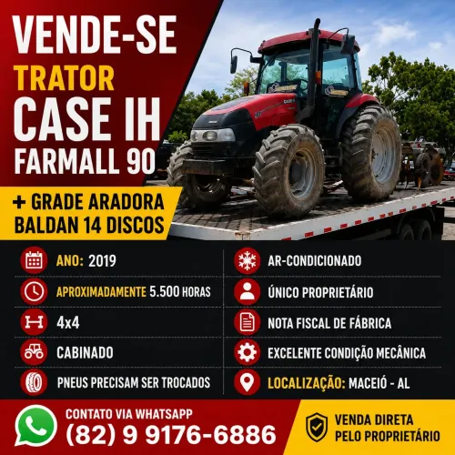 TRATOR CASE IH FARMALL 90 + GRADE ARADORA BALDAN 14 DISCOS