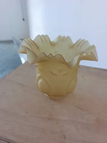 Antiga Cúpula Tulipa de Vidro Fosco Âmbar - Para Lustre ou Abajur