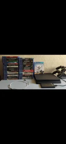 Ps4 slin, 1 controle, 1 cabo, Hd externo e suporte para 2 controles 