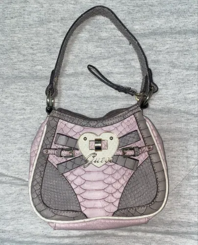 Bolsa Guess Vintage Rosa e Cinza Original
