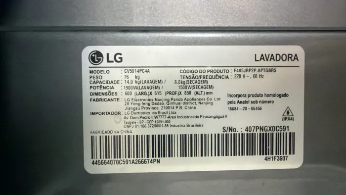 Lava e seca LG 14kg/8kg