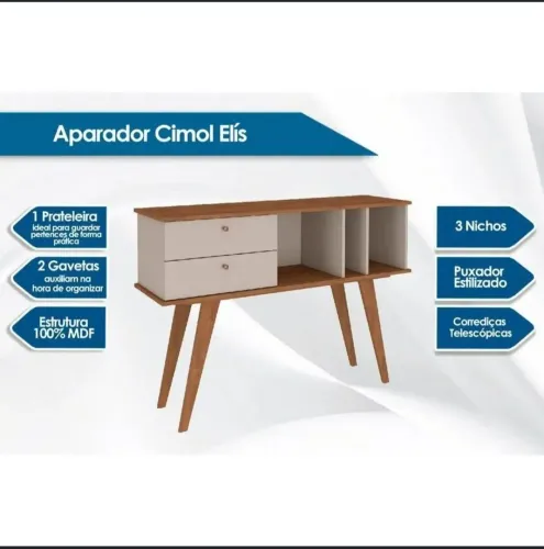 Aparador Cimol Elis 2 gavetas 3 Nichos c/Off White