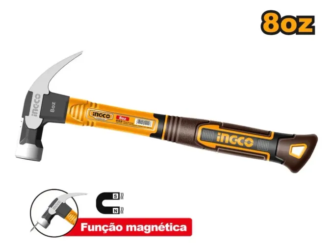 Martelo Magnético 8oz Ingco + Jogo de Chaves Allen + Jogo de Chaves de Fenda Philips Ingco